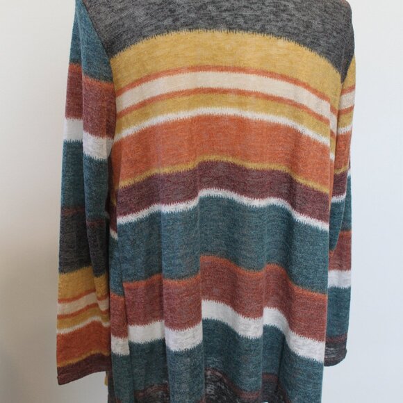 White Birch Multicolored Striped Cardigan Sz Medium - Picture 6 of 8